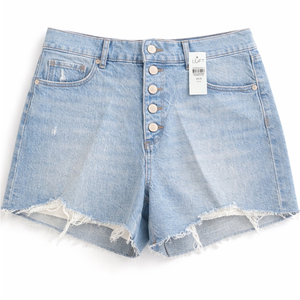 LOFT Petite High Rise Button Fly Denim Shorts – 28P / 6P – NWT